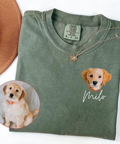 Comfort Colors® Custom Pet Shirt, Pet photo and name, Personalized Pet Portrait Shirt, Custom Dog Cat Graphic Tee, Pet Lover Gift, Dog Lover