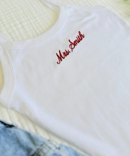 Mrs. Tank Top, Embroidered Tank, Bachelorette Outfit