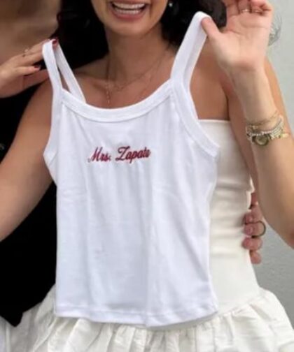 Mrs. Tank Top, Embroidered Tank, Bachelorette Outfit