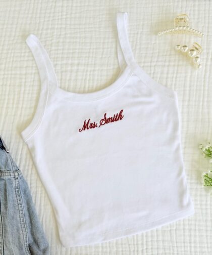 Mrs. Tank Top, Embroidered Tank, Bachelorette Outfit