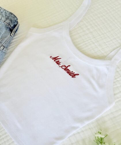 Mrs. Tank Top, Embroidered Tank, Bachelorette Outfit