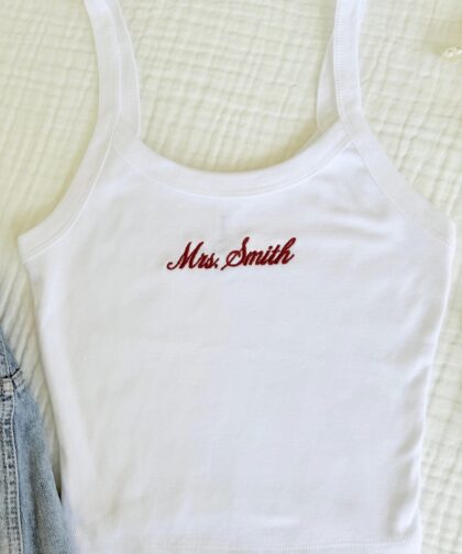 Mrs. Tank Top, Embroidered Tank, Bachelorette Outfit